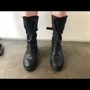Ann Demeulemeester Black Leather Moto Boots